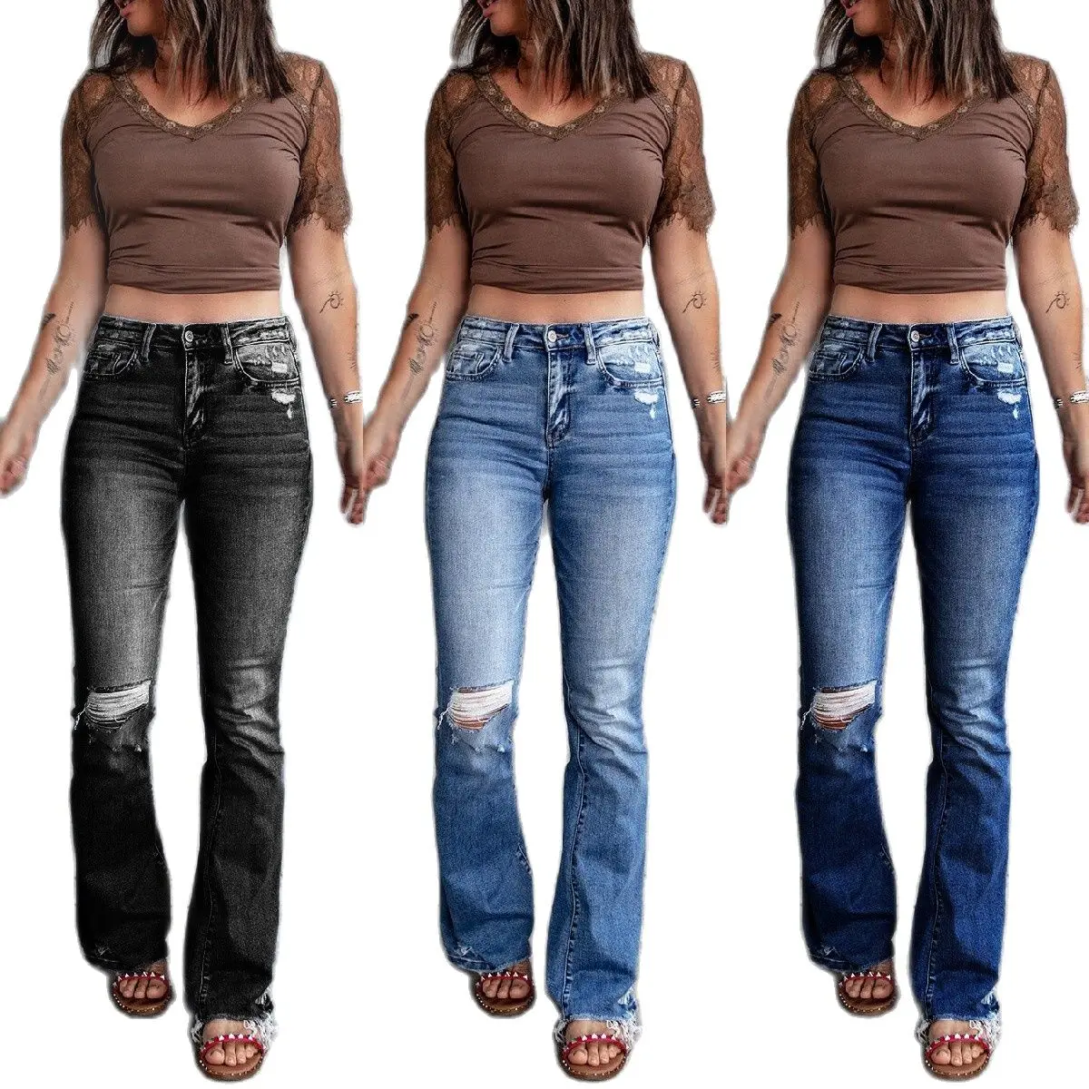 2022 Fall New High Waist Ripped Boot Cut Jeans For Women Fashion Stretch Slim Denim Micro Flare Pants Casual Female Trousers
2022 Fall New High Waist Ripped Boot Cut Jeans For Women Fashion Stretch Slim Denim Micro Flare Pants Casual Female Trousers