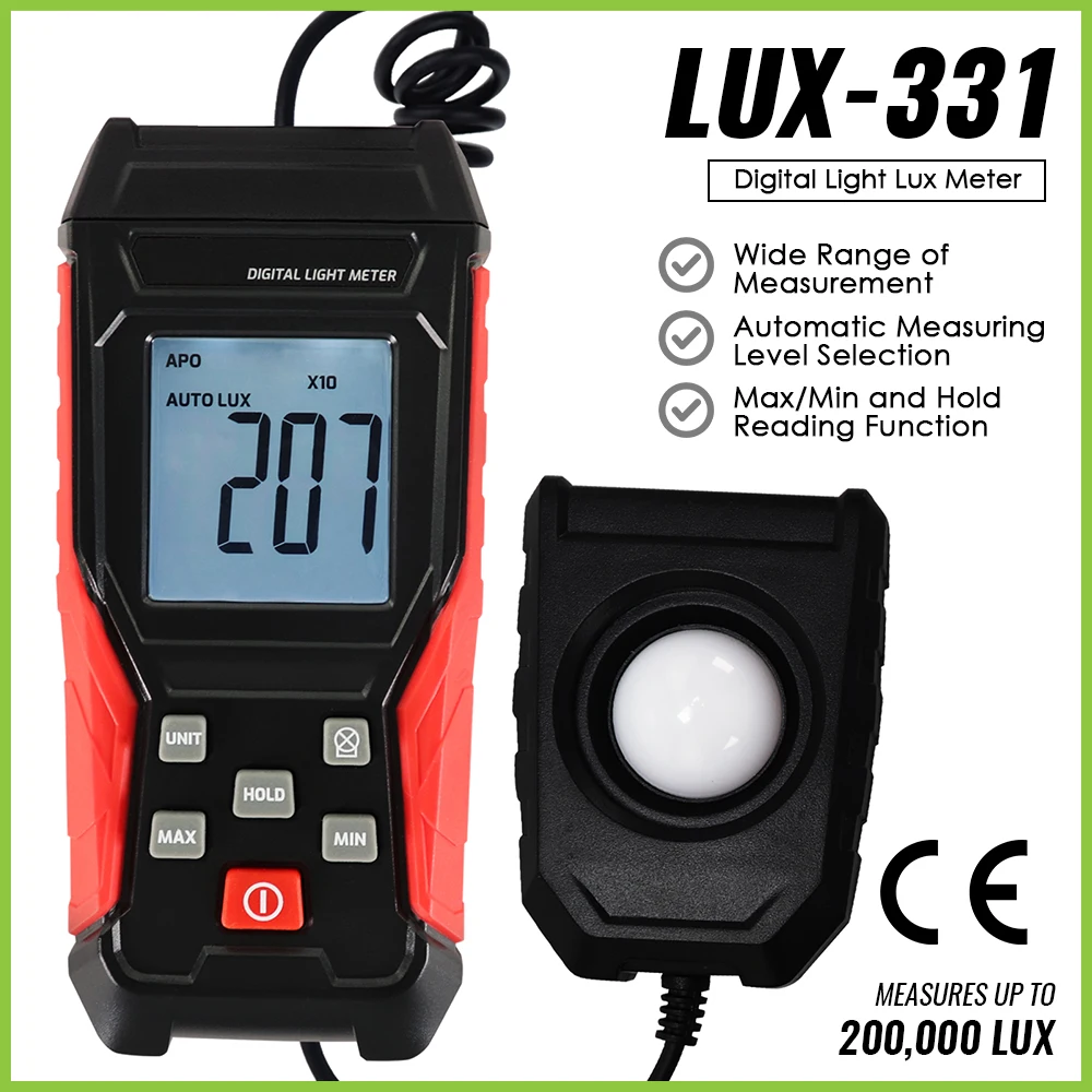 Digital Light Meter Professional Luxometer Handheld 0.1~200000Lux Range High Accuracy Illuminometer Photometer Split Type Method
Digital Light Meter Professional Luxometer Handheld 0.1~200000Lux Range High Accuracy Illuminometer Photometer Split Type Method
