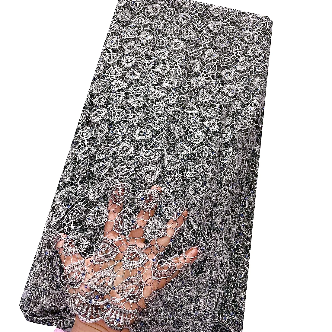 Gray African Lace Fabric 4 Yards Metallic Embroidered Nigerian Cord Lace 2026 Luxury French Wedding Lace Fabric
Gray African Lace Fabric 4 Yards Metallic Embroidered Nigerian Cord Lace 2026 Luxury French Wedding Lace Fabric