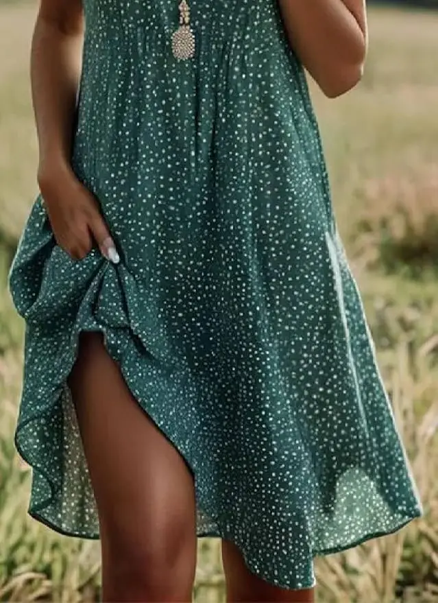 Women's Chic Green Polka Dot Printed Mini Dress Classic Round Neck Short Sleeve Loose Spring Summer Casual Dress
Women's Chic Green Polka Dot Printed Mini Dress Classic Round Neck Short Sleeve Loose Spring Summer Casual Dress