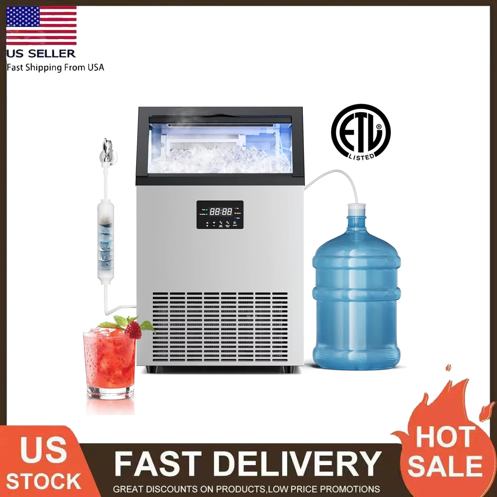 Коммерческий льдогенератор, 150 фунтов/24 часа, нержавеющая сталь, 40 фунтов, контейнер для хранения под столешницей и отдельно стоящий льдогенератор, 45 кубиков льда
Коммерческий льдогенератор, 150 фунтов/24 часа, нержавеющая сталь, 40 фунтов, контейнер для хранения под столешницей и отдельно стоящий льдогенератор, 45 кубиков льда