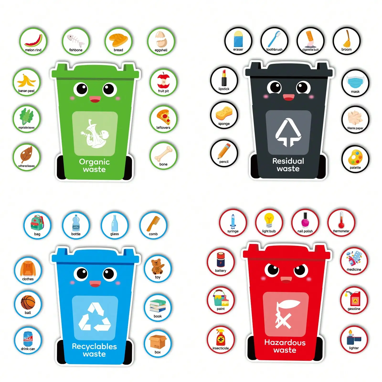 44Pcs Felt Trash Sorting Kit Educational Teaching Aids Interactive Classroom Props for English Learning And Games
44Pcs Felt Trash Sorting Kit Educational Teaching Aids Interactive Classroom Props for English Learning And Games