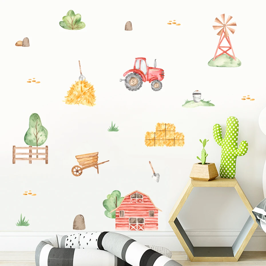 Cartoon Cute Zfarm Tractor Tree Haystack Watercolor Vinyl Nursery Wall Decals Print Kids Boys Boys Room Interior Home Decor
Cartoon Cute Zfarm Tractor Tree Haystack Watercolor Vinyl Nursery Wall Decals Print Kids Boys Boys Room Interior Home Decor
