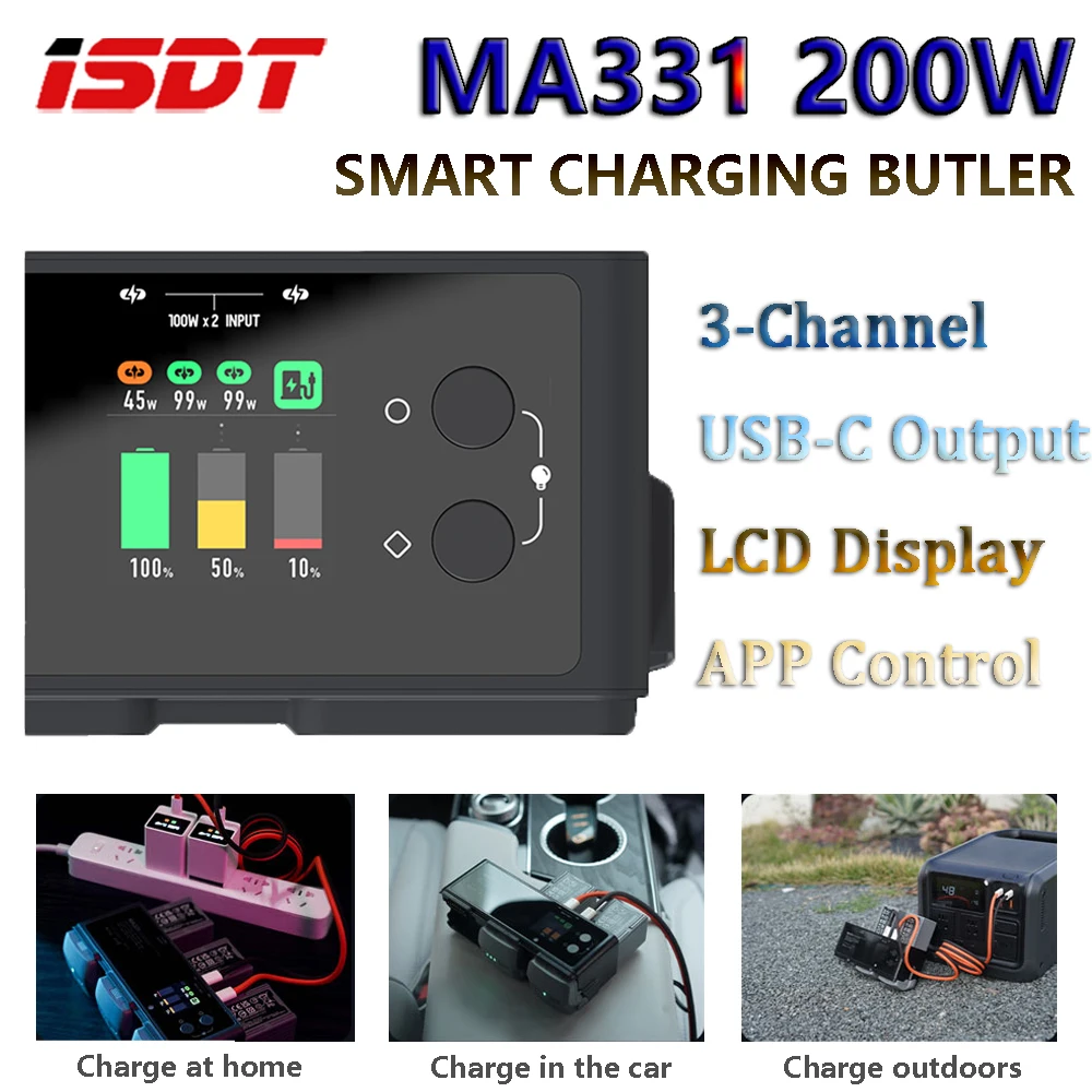 ISDT MA331 200W Smart Battery Charger 3-Channel Fast Charging / USB-C Input Output / LCD Display / APP Control for RC FPV Drone
ISDT MA331 200W Smart Battery Charger 3-Channel Fast Charging / USB-C Input Output / LCD Display / APP Control for RC FPV Drone
