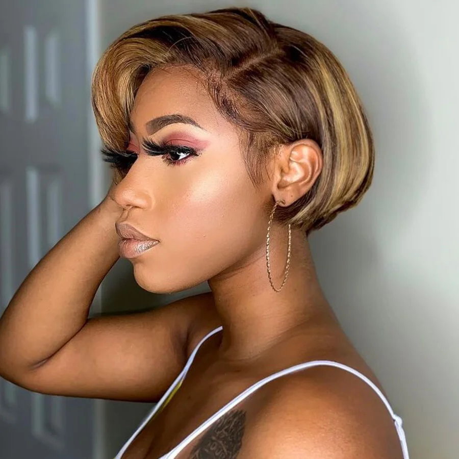 230% C-Side Part Pixie Cut Short Bob Wigs Highlighted Straight Human Hair Wigs Brazilian Hair P4/27 Ombre 13x4 Lace Frontal Wigs
230% C-Side Part Pixie Cut Short Bob Wigs Highlighted Straight Human Hair Wigs Brazilian Hair P4/27 Ombre 13x4 Lace Frontal Wigs