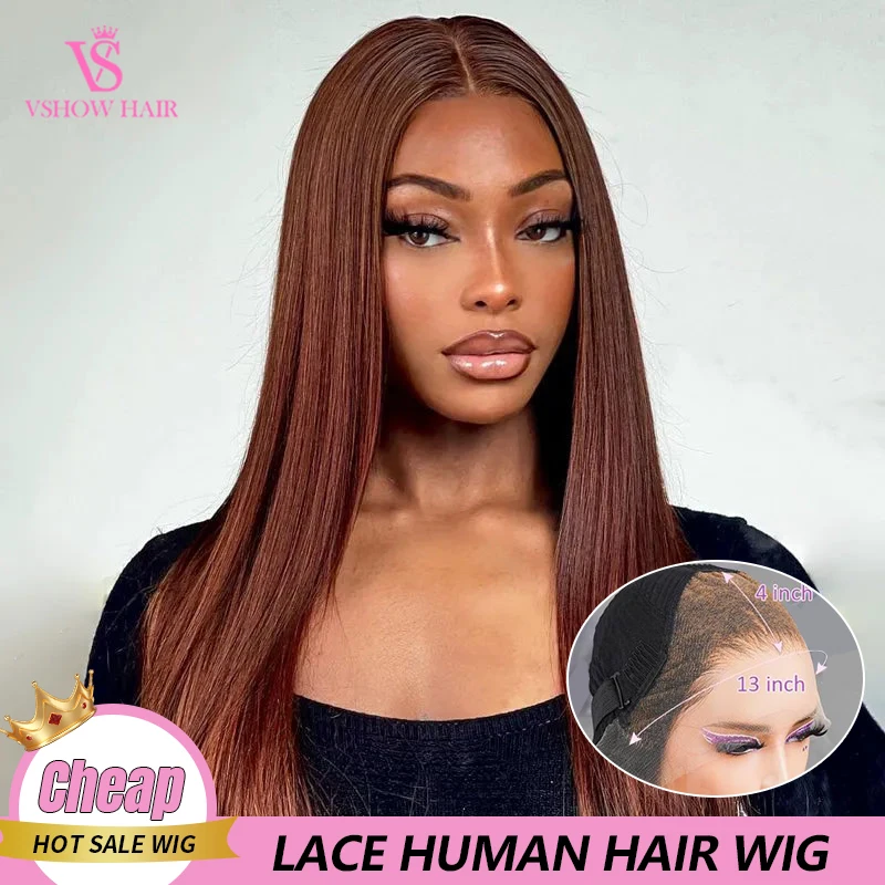 VSHOW 13x4 Lace Frontal Wigs Straight Hair #33 Color Reddish Brown 100% Brazilian Human Hair Pre Plucked Wigs For Women
VSHOW 13x4 Lace Frontal Wigs Straight Hair #33 Color Reddish Brown 100% Brazilian Human Hair Pre Plucked Wigs For Women