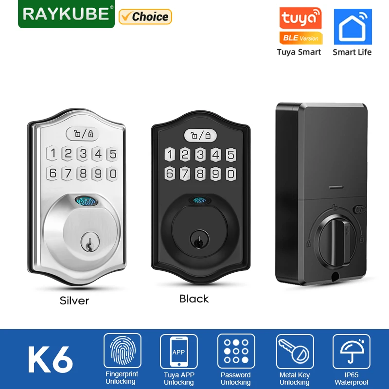 RAYKUBE K6 Tuya BLE Водонепроницаемый умный засов Электронный дверной замок с паролем по отпечатку пальца Цифровой замок Управление через приложение для умного дома
RAYKUBE K6 Tuya BLE Водонепроницаемый умный засов Электронный дверной замок с паролем по отпечатку пальца Цифровой замок Управление через приложение для умного дома