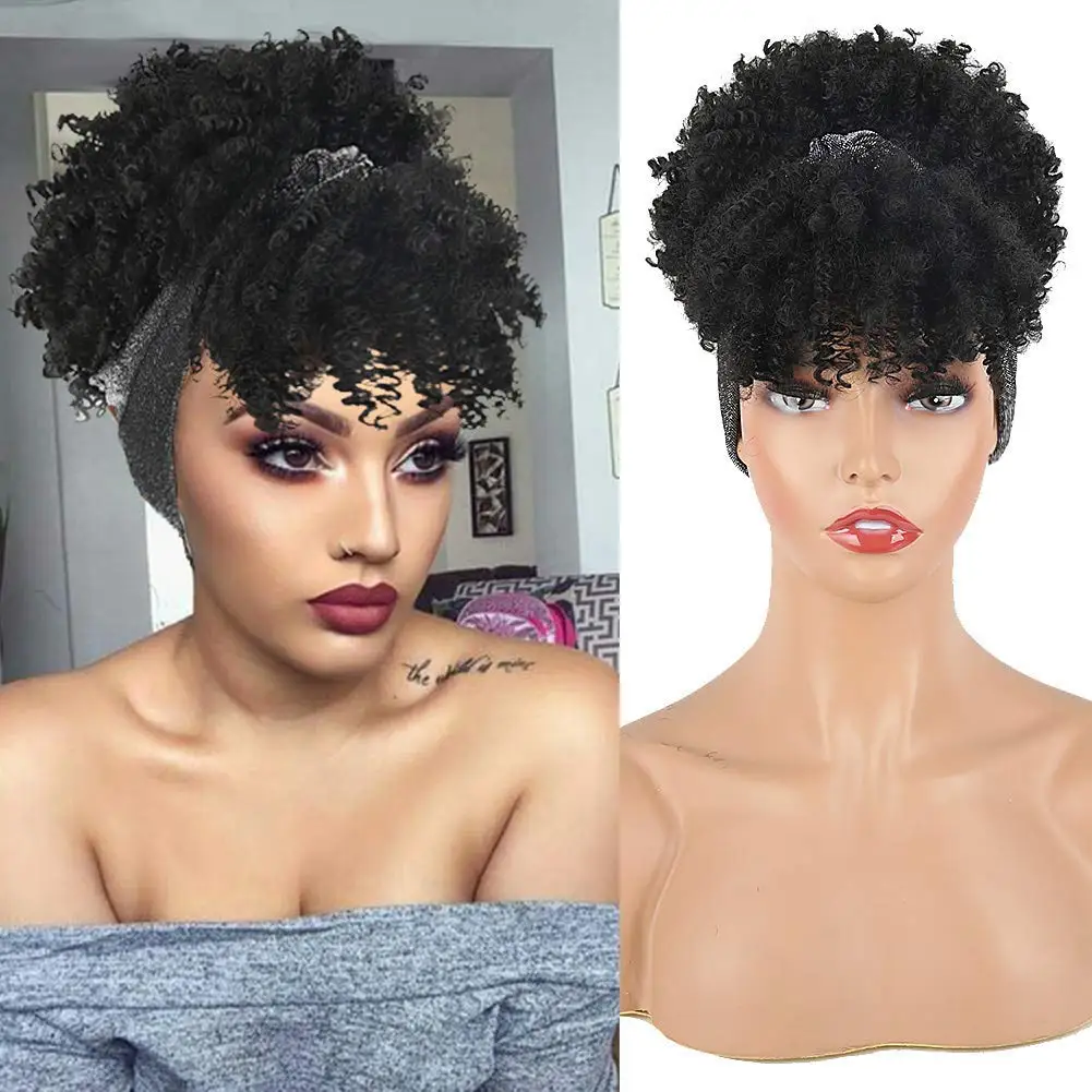 Curly Wigs for Black Women,Headband Wigs with Bangs Wrap Wig 2 in 1 Synthetic Short Afro Kinky Curly Wig with Headband Attached
Curly Wigs for Black Women,Headband Wigs with Bangs Wrap Wig 2 in 1 Synthetic Short Afro Kinky Curly Wig with Headband Attached
