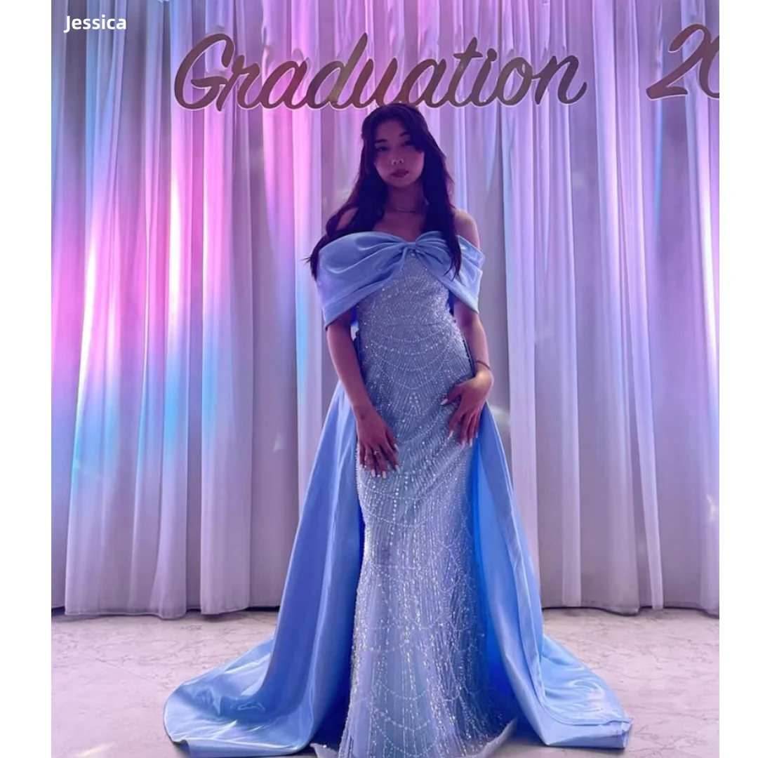 Jessica Tulle Beaded Luxury Evening Dresses Blue Satin Prom Dresses Elegant Ladies فساتين سهرةCustomized
Jessica Tulle Beaded Luxury Evening Dresses Blue Satin Prom Dresses Elegant Ladies فساتين سهرةCustomized