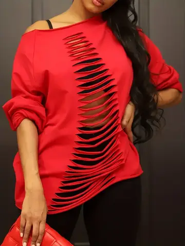 T-shirt con top scavato in tinta unita taglie forti