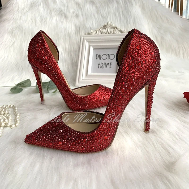 Women's Red Diamond Pointed Toe Wedding Shoes Luxury Rhinestone Side Hollow High Heel Dress Shoes 12cm Banquet Lady Pumps
Women's Red Diamond Pointed Toe Wedding Shoes Luxury Rhinestone Side Hollow High Heel Dress Shoes 12cm Banquet Lady Pumps