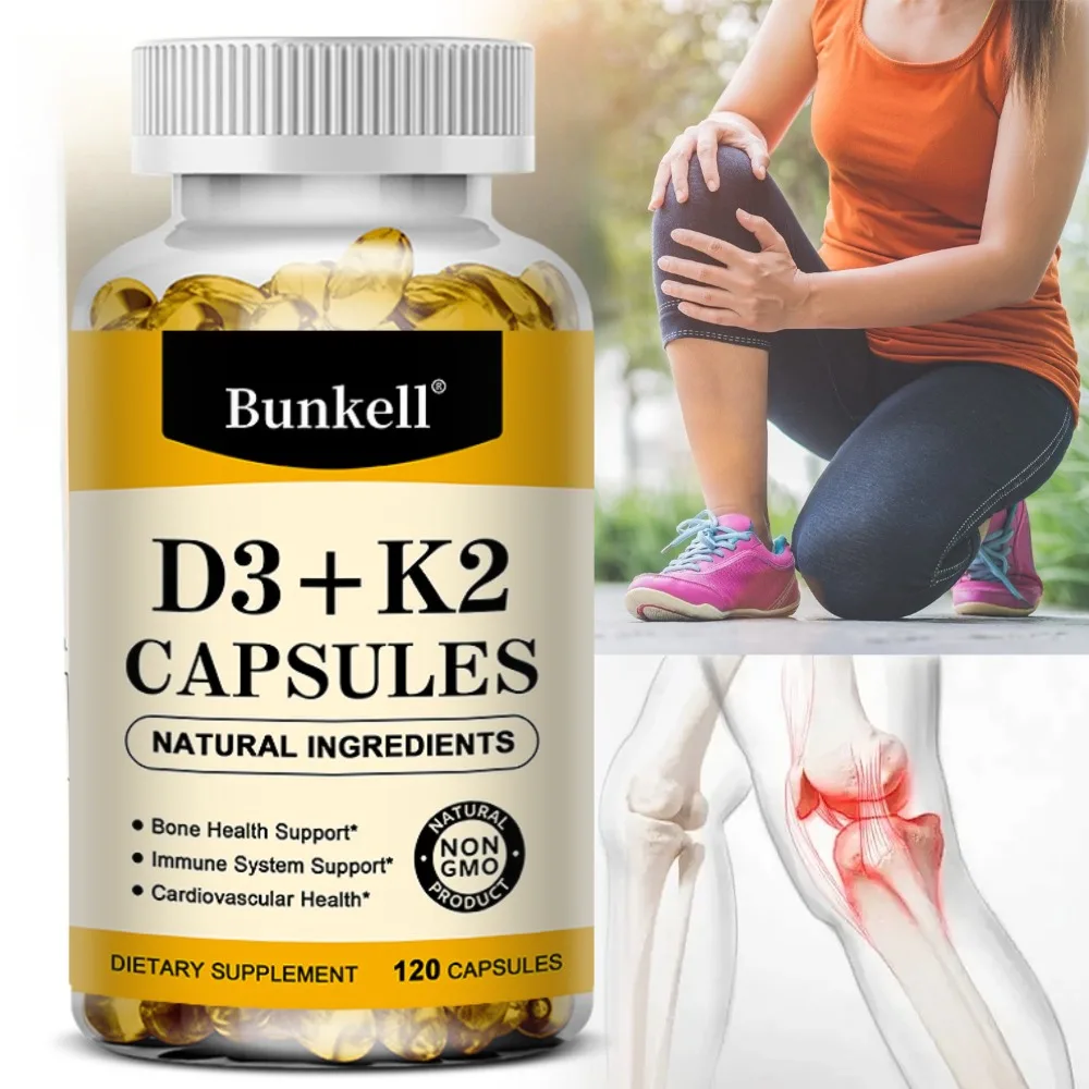 Vitamin D3 K2 Capsules - Vitamin D3 5000 IU and Vitamin K MK7 200mcg for Bones, Muscle, Teeth, Immune System Health
Vitamin D3 K2 Capsules - Vitamin D3 5000 IU and Vitamin K MK7 200mcg for Bones, Muscle, Teeth, Immune System Health