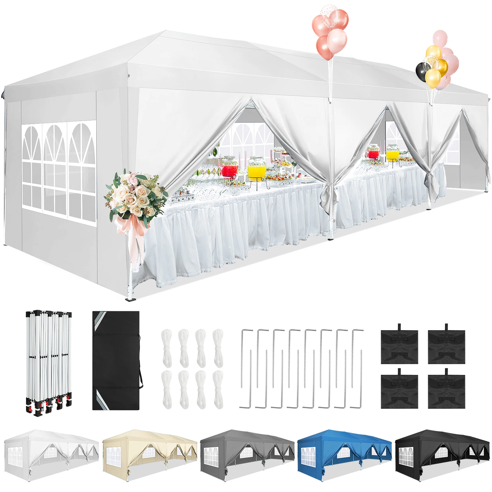 Всплывающая палатка с навесом 10x30, палатка для уличных вечеринок 10x30 с 8 съемными боковыми стенками, водонепроницаемый портативный навес UPF 50+ для вечеринок
Всплывающая палатка с навесом 10x30, палатка для уличных вечеринок 10x30 с 8 съемными боковыми стенками, водонепроницаемый портативный навес UPF 50+ для вечеринок