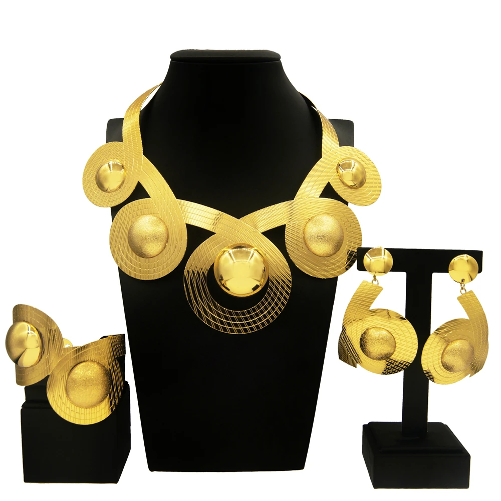 Earrings Set For Women Free Shipping 24K Dubai Gold Plated Jewelry Set Unique Round Design Bridal Wedding Accessories Gifts Yll
Earrings Set For Women Free Shipping 24K Dubai Gold Plated Jewelry Set Unique Round Design Bridal Wedding Accessories Gifts Yll