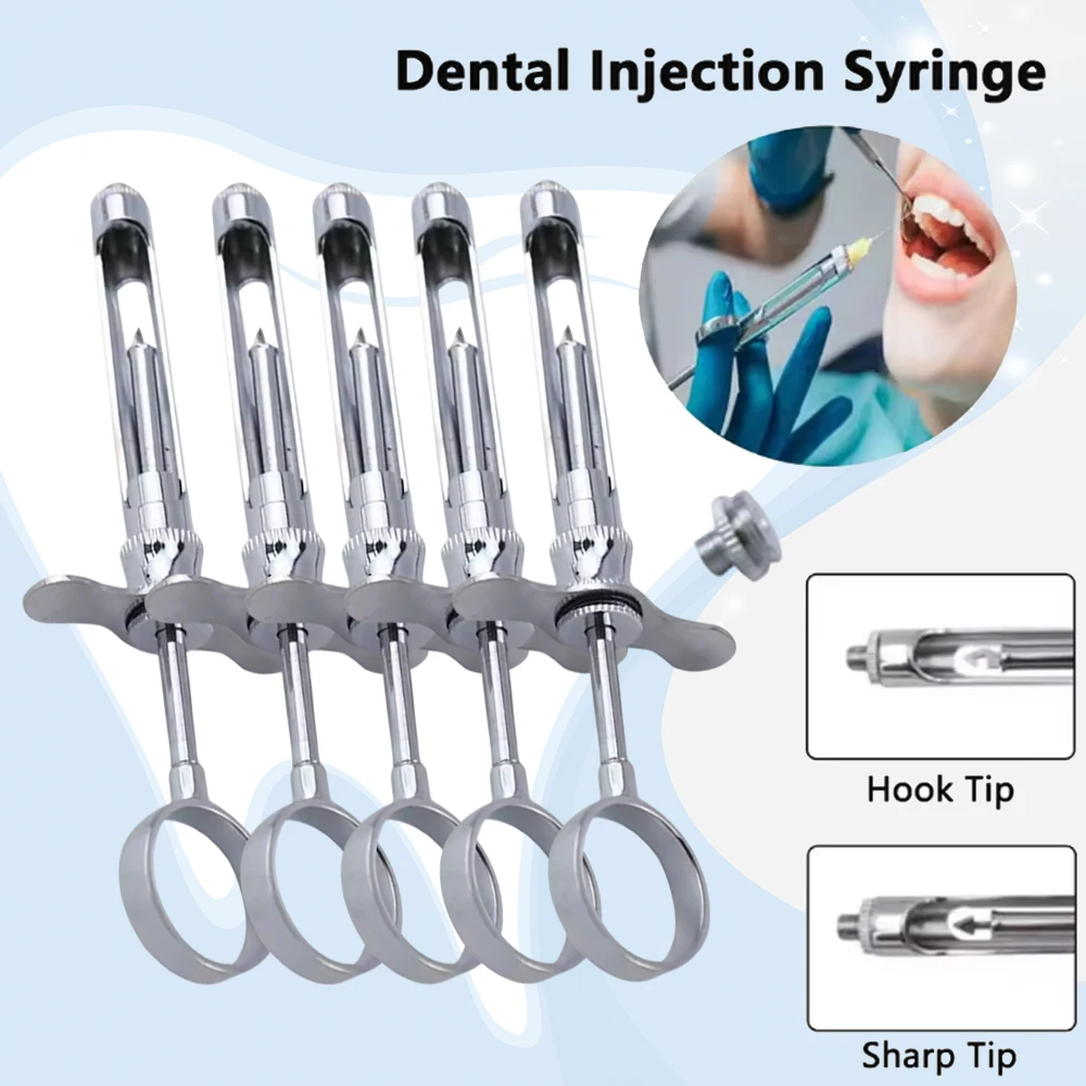 5 Piece Stainless Steel Dental Aspirating Syringe with Luer Lock Tip for Anesthesia Delivery in Teeth Care and Oral Surgery
5 Piece Stainless Steel Dental Aspirating Syringe with Luer Lock Tip for Anesthesia Delivery in Teeth Care and Oral Surgery