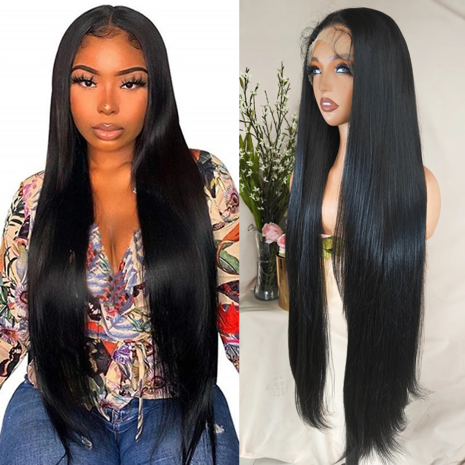 X-TRESS Black Colored 40 Inch Long Synthetic Wig 13X6 Lace FrontalStraight Layered Hair Free Part Lace Wig with Baby Hair Daily
X-TRESS Black Colored 40 Inch Long Synthetic Wig 13X6 Lace FrontalStraight Layered Hair Free Part Lace Wig with Baby Hair Daily