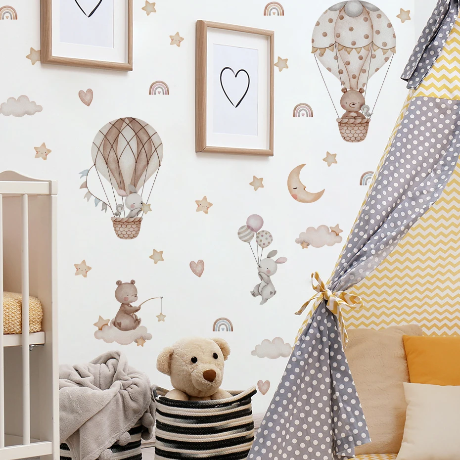 Cartoon Hot Air Rabbit Ball Bear Animal Wall Sticker Children's Room Boy Room Decoration Kindergarten Baby Room Decoration Decal
Cartoon Hot Air Rabbit Ball Bear Animal Wall Sticker Children's Room Boy Room Decoration Kindergarten Baby Room Decoration Decal