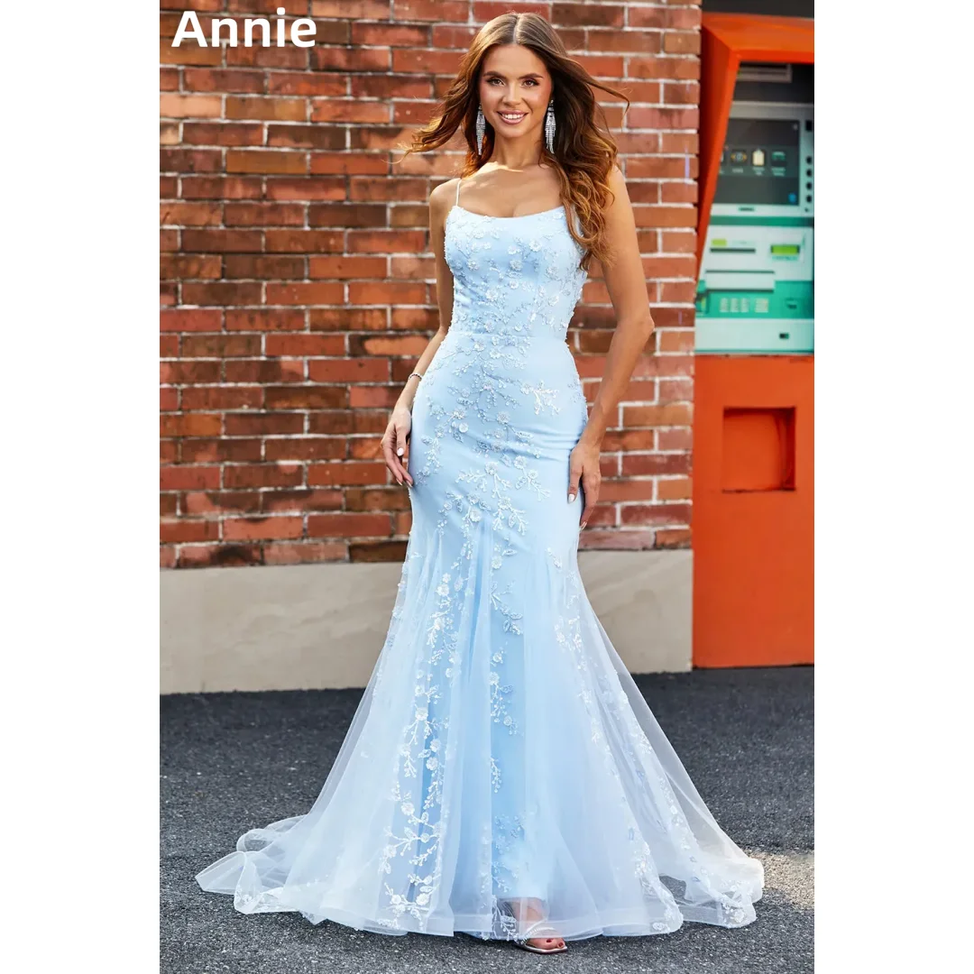 Annie Sky Blue Prom Dresses Sequin Embroidery Evening Dresses Tulle Mermaid Back Corset Women Wedding Party Dress Customized
Annie Sky Blue Prom Dresses Sequin Embroidery Evening Dresses Tulle Mermaid Back Corset Women Wedding Party Dress Customized