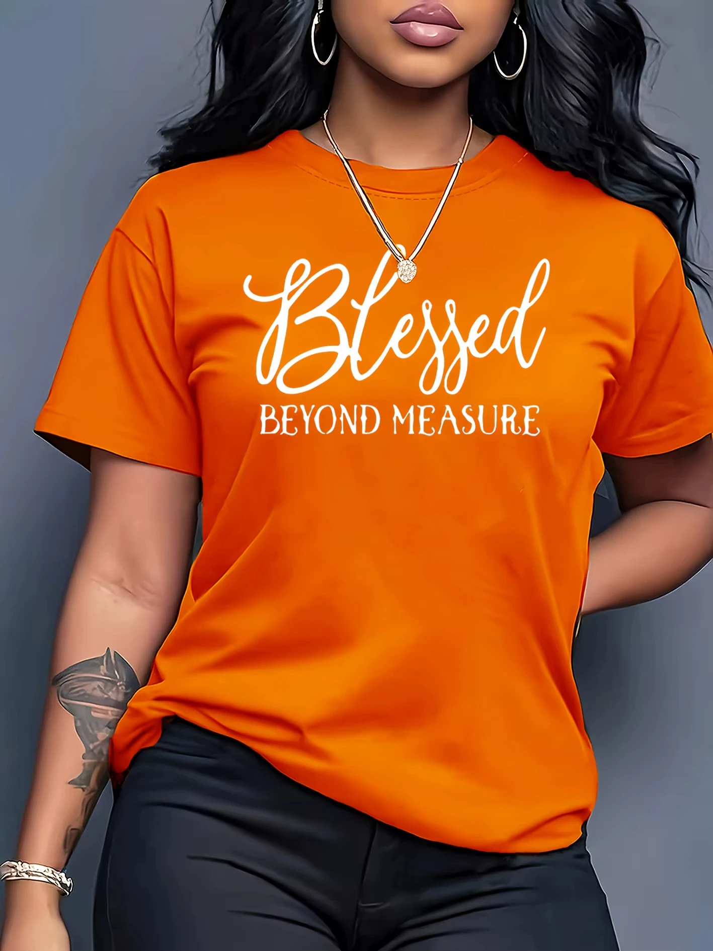 Plus Size Women's Blessed Beyond Measure Design Pattern Print T-shirt Summer Minimalist Casual Texture High Quality Loose Tops
Plus Size Women's Blessed Beyond Measure Design Pattern Print T-shirt Summer Minimalist Casual Texture High Quality Loose Tops
