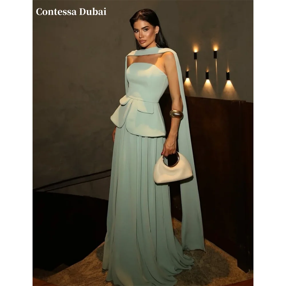 Contessa Custom Mint Green Strapless Evening Dress Crepe Peplum Prom Dresses Cape Vestidos De Noche Pleated Formal Evening 2026
Contessa Custom Mint Green Strapless Evening Dress Crepe Peplum Prom Dresses Cape Vestidos De Noche Pleated Formal Evening 2026