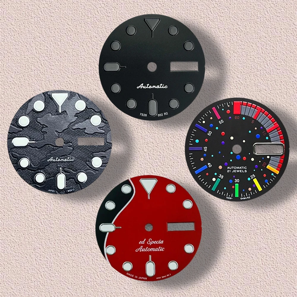 28.5mm S Logo SKX007 Camouflag Dial Fit NH36/4R36 Movement Green Luminous High-Quality Watch Modification Accessories
28.5mm S Logo SKX007 Camouflag Dial Fit NH36/4R36 Movement Green Luminous High-Quality Watch Modification Accessories