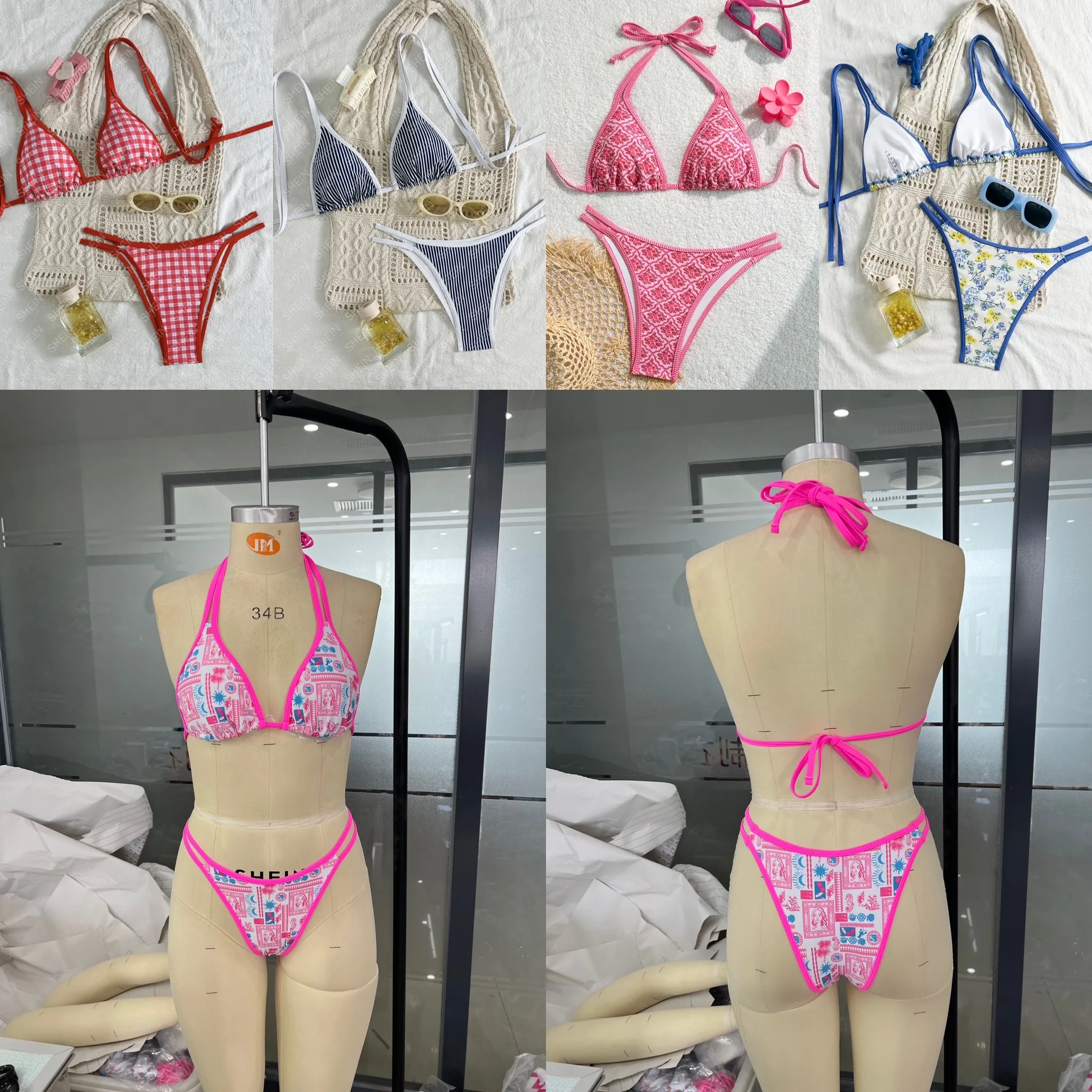 Swim Women's Fashionable Beach-Style Bikini Set Boho Floral swimwear High Waisted Thong Halter Triangle Top Swimsuit Bathing Sui
Swim Women's Fashionable Beach-Style Bikini Set Boho Floral swimwear High Waisted Thong Halter Triangle Top Swimsuit Bathing Sui