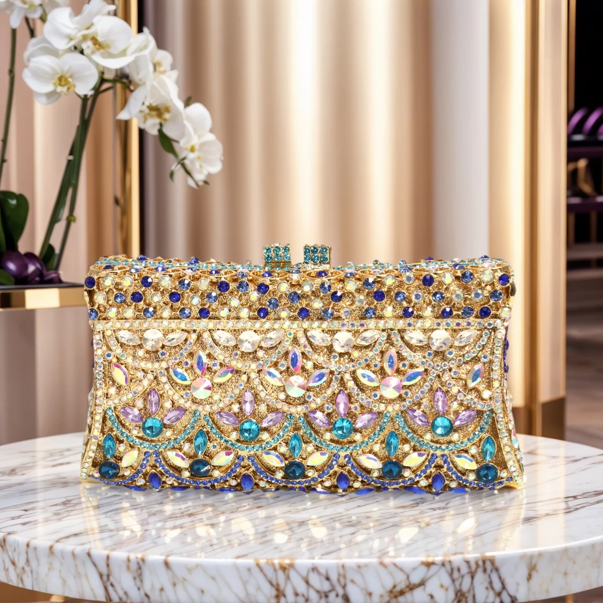 Elegant Women Rhinestone Clutch Bag Luxury Crystal Evening Purse Diamond Sparkly Wedding Handbag for Cocktail Party
Elegant Women Rhinestone Clutch Bag Luxury Crystal Evening Purse Diamond Sparkly Wedding Handbag for Cocktail Party