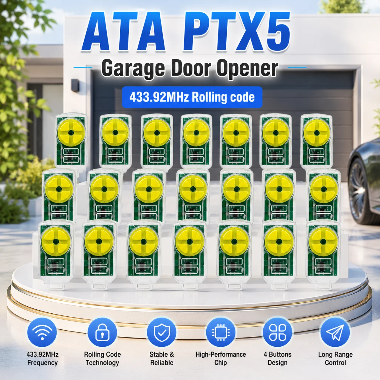 20pcs ATA PTX5 Roller Door Gate Operator Opener 433.92MHz PTX-5 TrioCode GDO PTX5V1 PTX5V2 GDO Rolling code Handheld Transmitter
20pcs ATA PTX5 Roller Door Gate Operator Opener 433.92MHz PTX-5 TrioCode GDO PTX5V1 PTX5V2 GDO Rolling code Handheld Transmitter