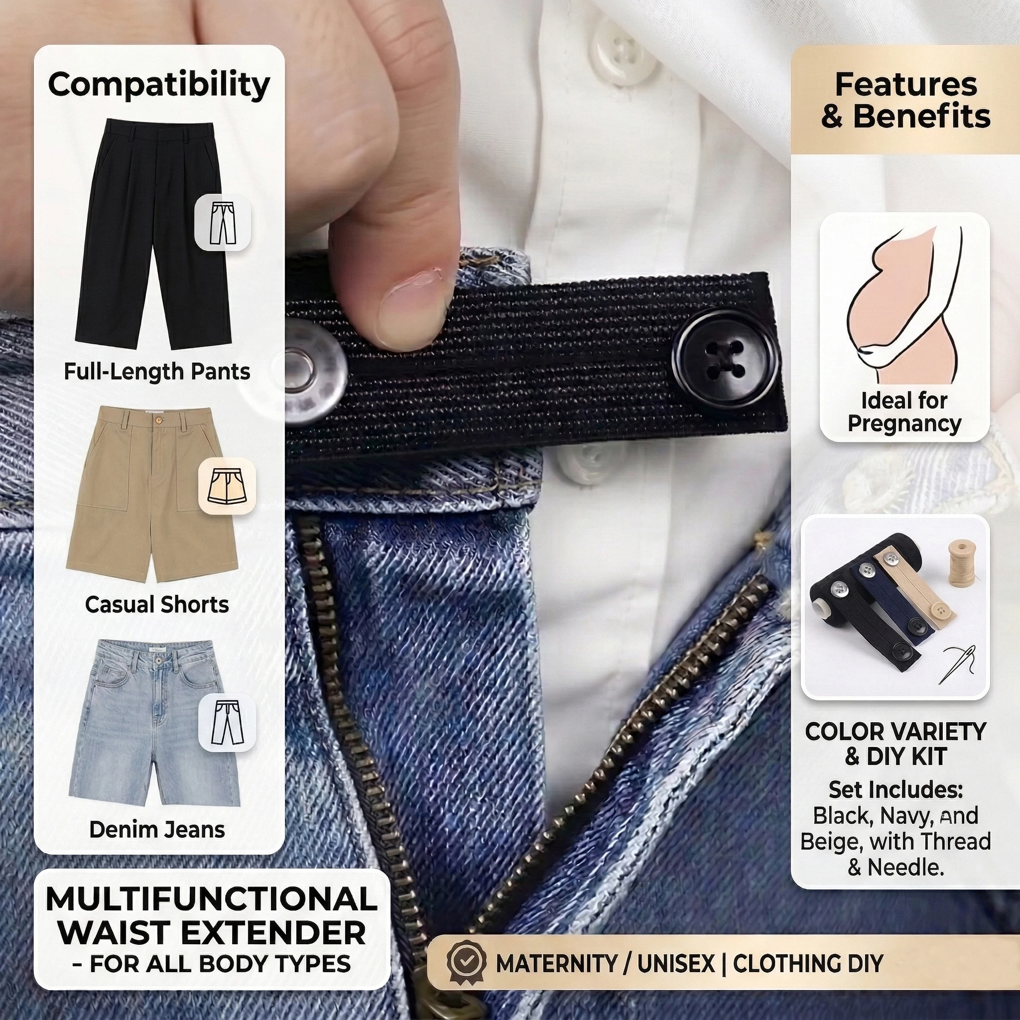 1/20 Pants Extender Belt Unisex Waist Band Tight Trousers Jeans Skirts Maternity Button Hooks Garment DIY Sewing Supplies
1/20 Pants Extender Belt Unisex Waist Band Tight Trousers Jeans Skirts Maternity Button Hooks Garment DIY Sewing Supplies