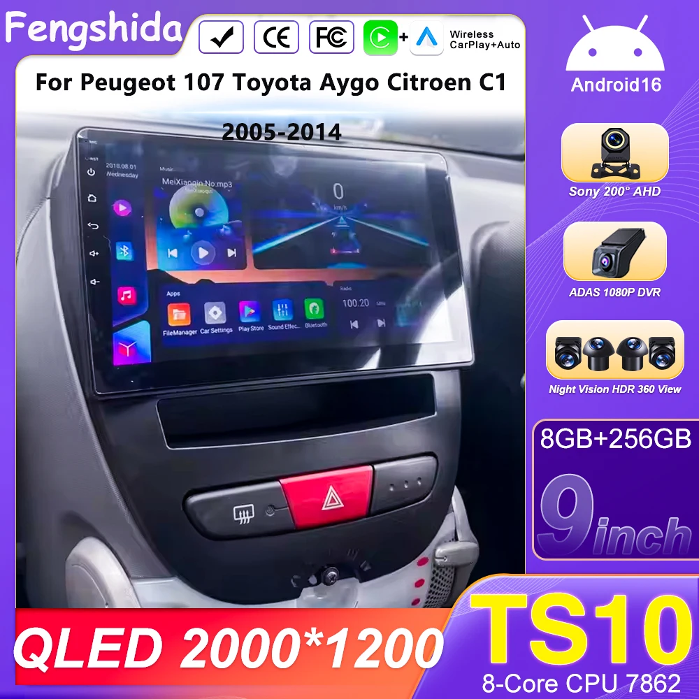Android 16 Car Auto Carplay For Peugeot 107 Toyota Aygo Citroen C1 2005-2014 Multimedia Player Navigation Screen Display 5G WIFI
Android 16 Car Auto Carplay For Peugeot 107 Toyota Aygo Citroen C1 2005-2014 Multimedia Player Navigation Screen Display 5G WIFI