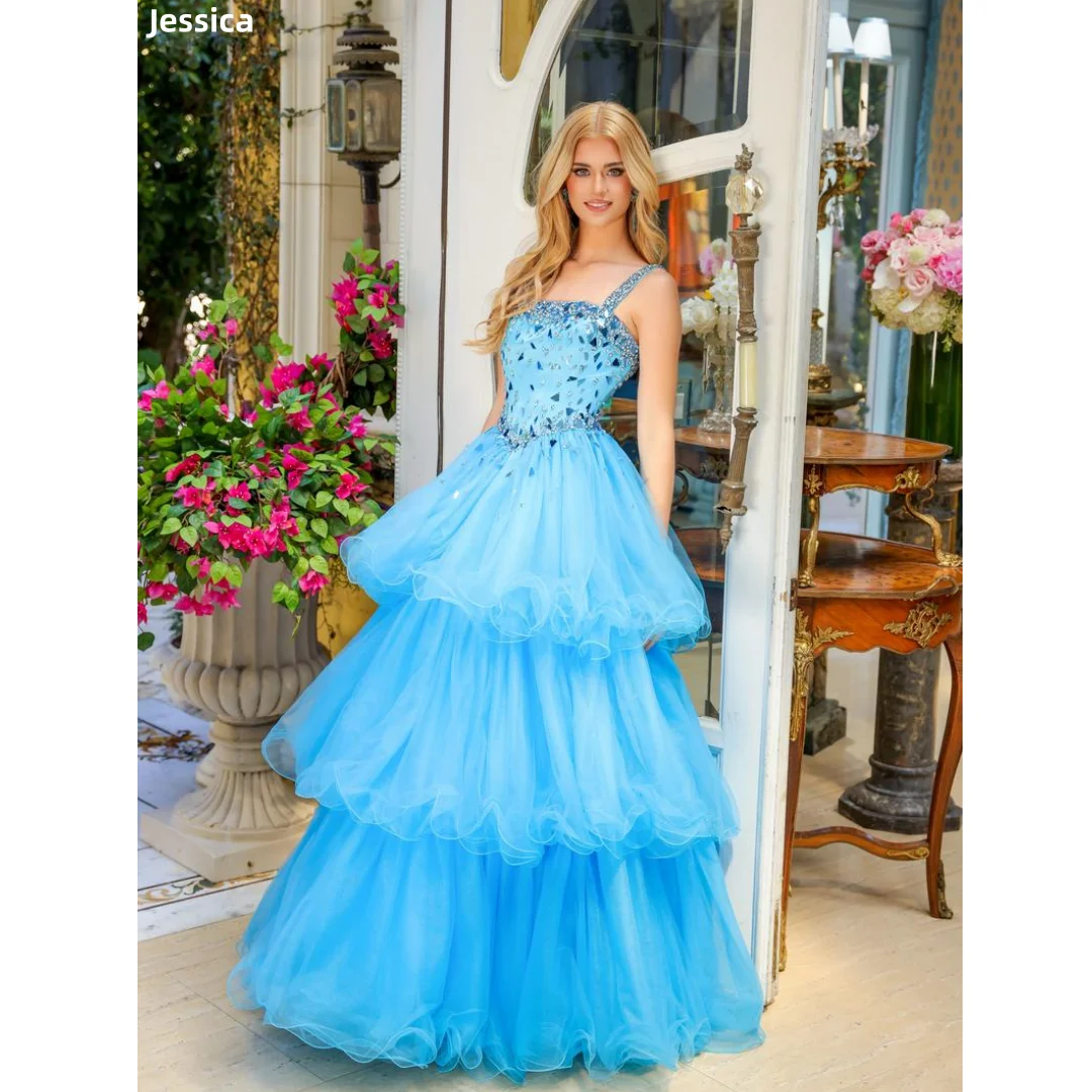 Jessica Gorgeous Blue Evening Dresses Handmade Sparkling Beads Prom Dresses Tulle Curly Edge Ladies Vestidos De FiestaCustomized
Jessica Gorgeous Blue Evening Dresses Handmade Sparkling Beads Prom Dresses Tulle Curly Edge Ladies Vestidos De FiestaCustomized
