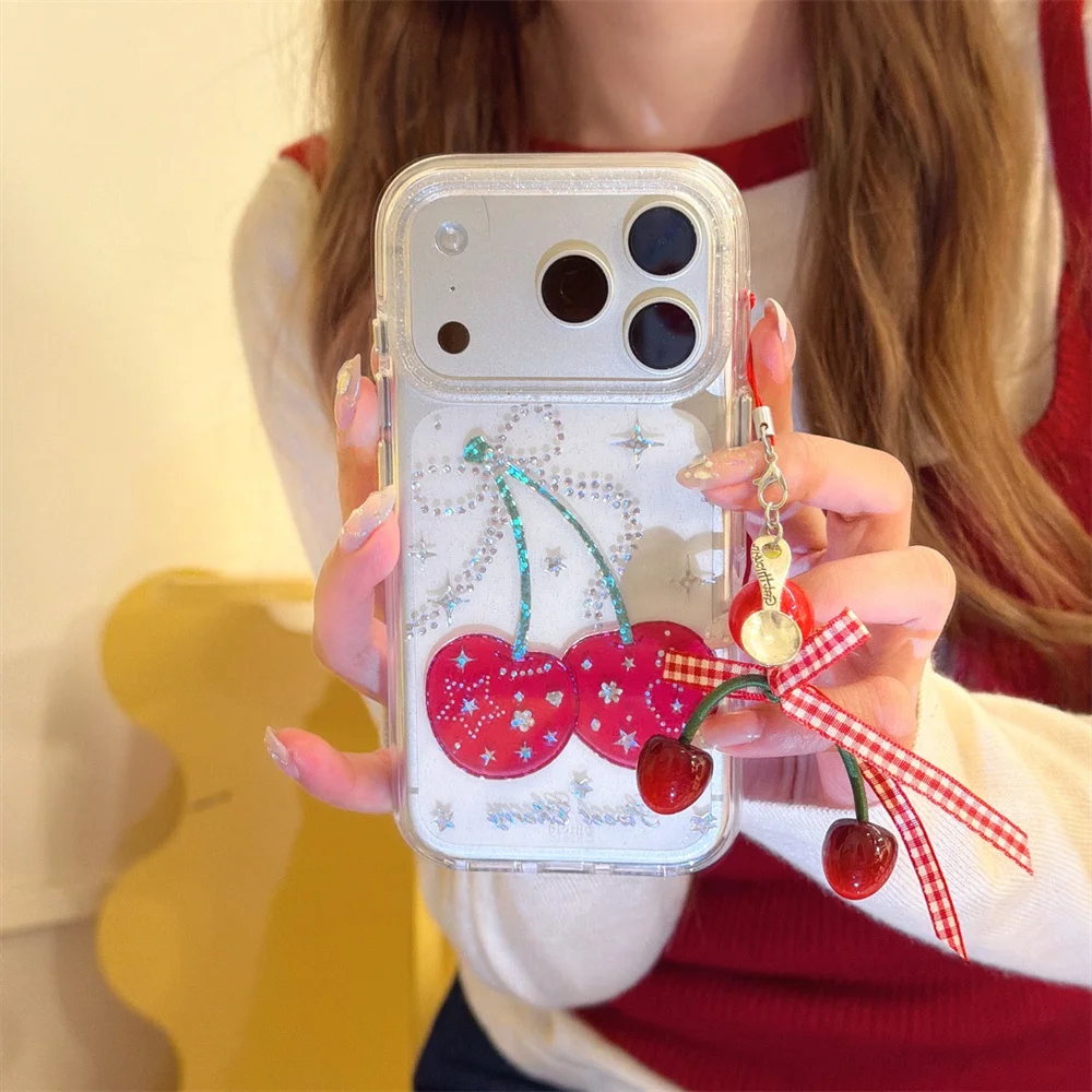 Ins Flash Diamond Bow Cute Cherry Clear Phone Case for iPhone 15 Pro 15 13 14 16 Pro Max 17 Cases with Charm Cover Shockproof Ca
Ins Flash Diamond Bow Cute Cherry Clear Phone Case for iPhone 15 Pro 15 13 14 16 Pro Max 17 Cases with Charm Cover Shockproof Ca