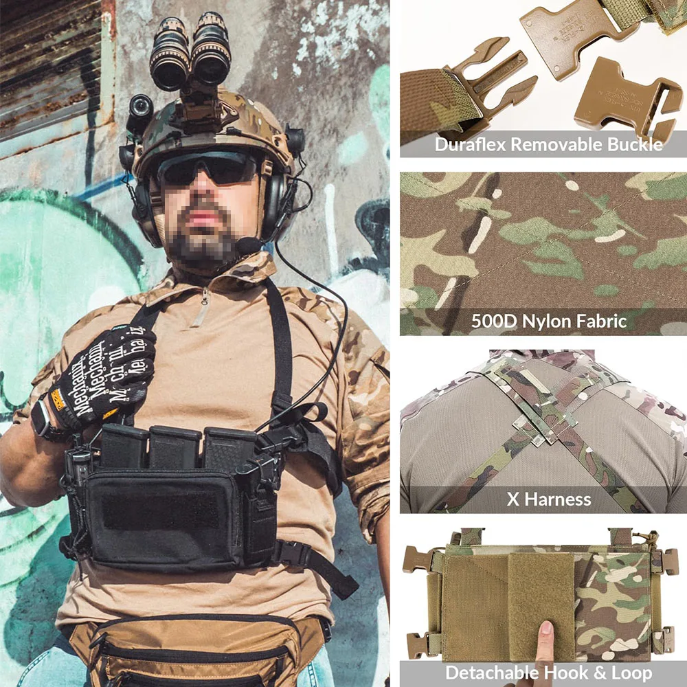 Tactical Lightweight Chest Rig with Triple 5.56 7.62 9mm Mag Pouch X-shaped Chest Strap for Shooting Hunting Outdoor Sport Gear
Tactical Lightweight Chest Rig with Triple 5.56 7.62 9mm Mag Pouch X-shaped Chest Strap for Shooting Hunting Outdoor Sport Gear