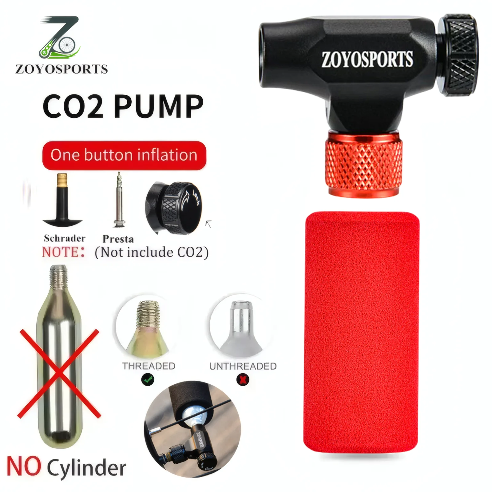 ZOYOSPORTS CO2 Inflator for Presta Schrader Valves Bike Tire Pump with Insulated Sleeve Lightweight Portable No CO2 Cartridge
ZOYOSPORTS CO2 Inflator for Presta Schrader Valves Bike Tire Pump with Insulated Sleeve Lightweight Portable No CO2 Cartridge