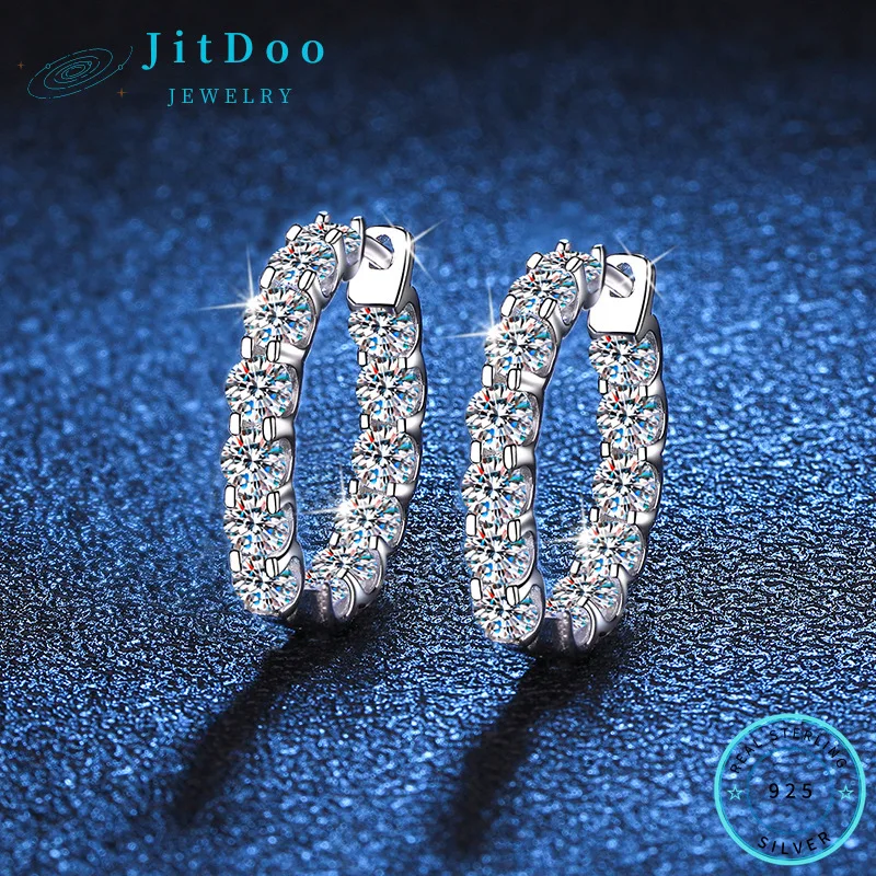 Женские серьги-обручи JitDoo, из серебра 925 пробы с муассанитом карата, сверкающие ювелирные украшения для свадебной вечеринки
Женские серьги-обручи JitDoo, из серебра 925 пробы с муассанитом карата, сверкающие ювелирные украшения для свадебной вечеринки