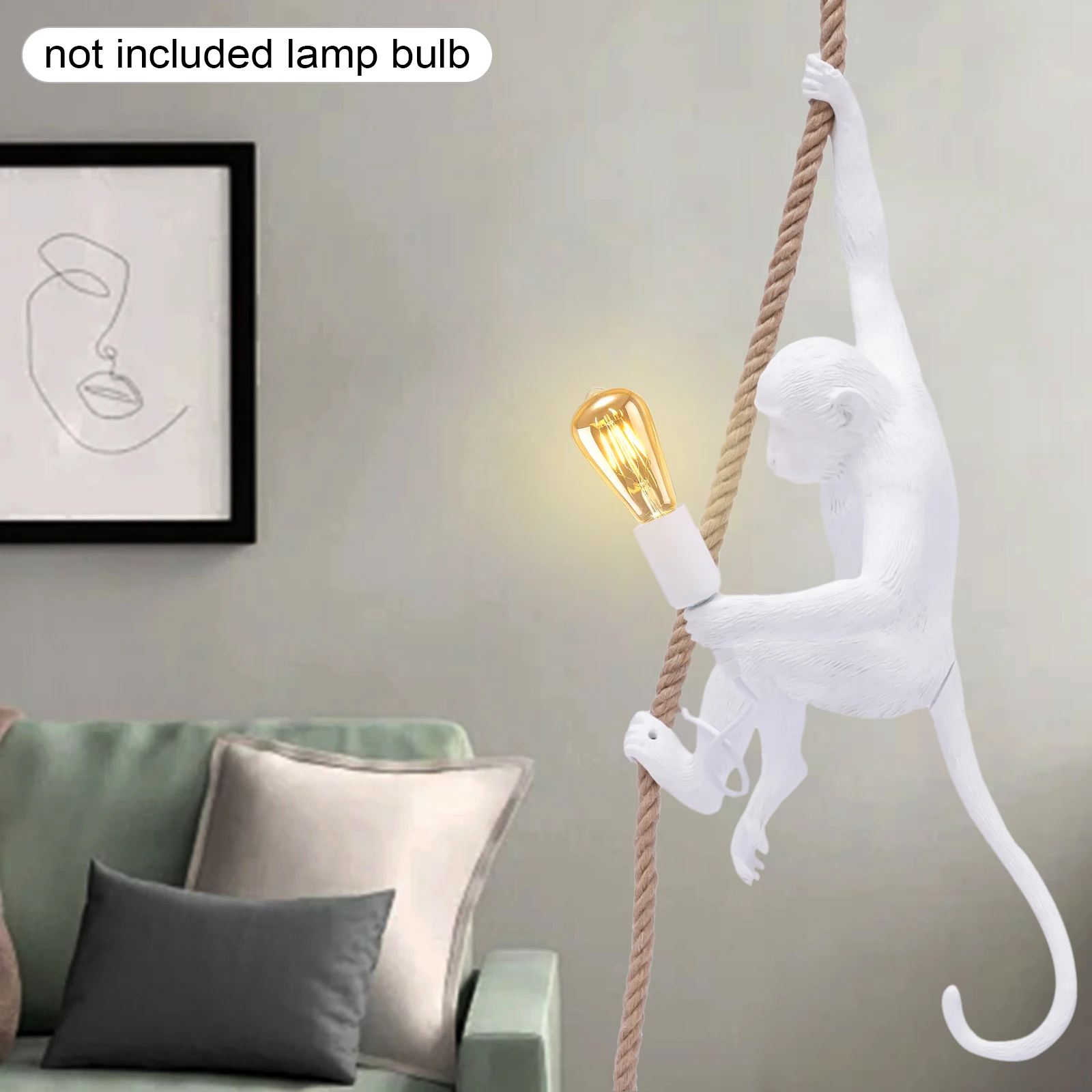 Vintage Resin Hemp Rope Monkey Pendant Light Chandelier Industrial Retro Edison Ceiling Pendant Lamp Fixture E27 for Dining Room
Vintage Resin Hemp Rope Monkey Pendant Light Chandelier Industrial Retro Edison Ceiling Pendant Lamp Fixture E27 for Dining Room