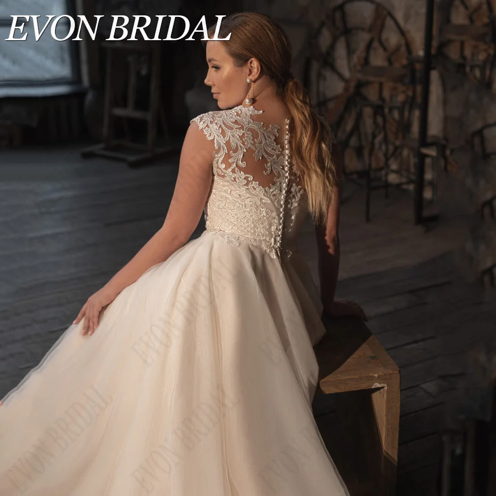 EVON BRIDAL Light Champagne Modern Wedding Dresses Cap Sleeves Applique Bride Gowns A-Line Plus Size Civil vestidos de novia
EVON BRIDAL Light Champagne Modern Wedding Dresses Cap Sleeves Applique Bride Gowns A-Line Plus Size Civil vestidos de novia