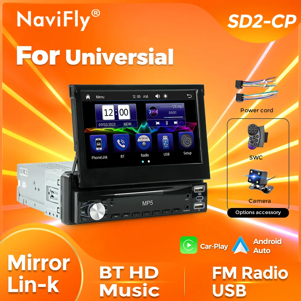 NaviFly 7 Inch 1DIN Retractable Screen Wireless CarPlay Android Auto Car Radio FM BT AUX Mirror Link For Toyota Kia Hyundai Lada
NaviFly 7 Inch 1DIN Retractable Screen Wireless CarPlay Android Auto Car Radio FM BT AUX Mirror Link For Toyota Kia Hyundai Lada