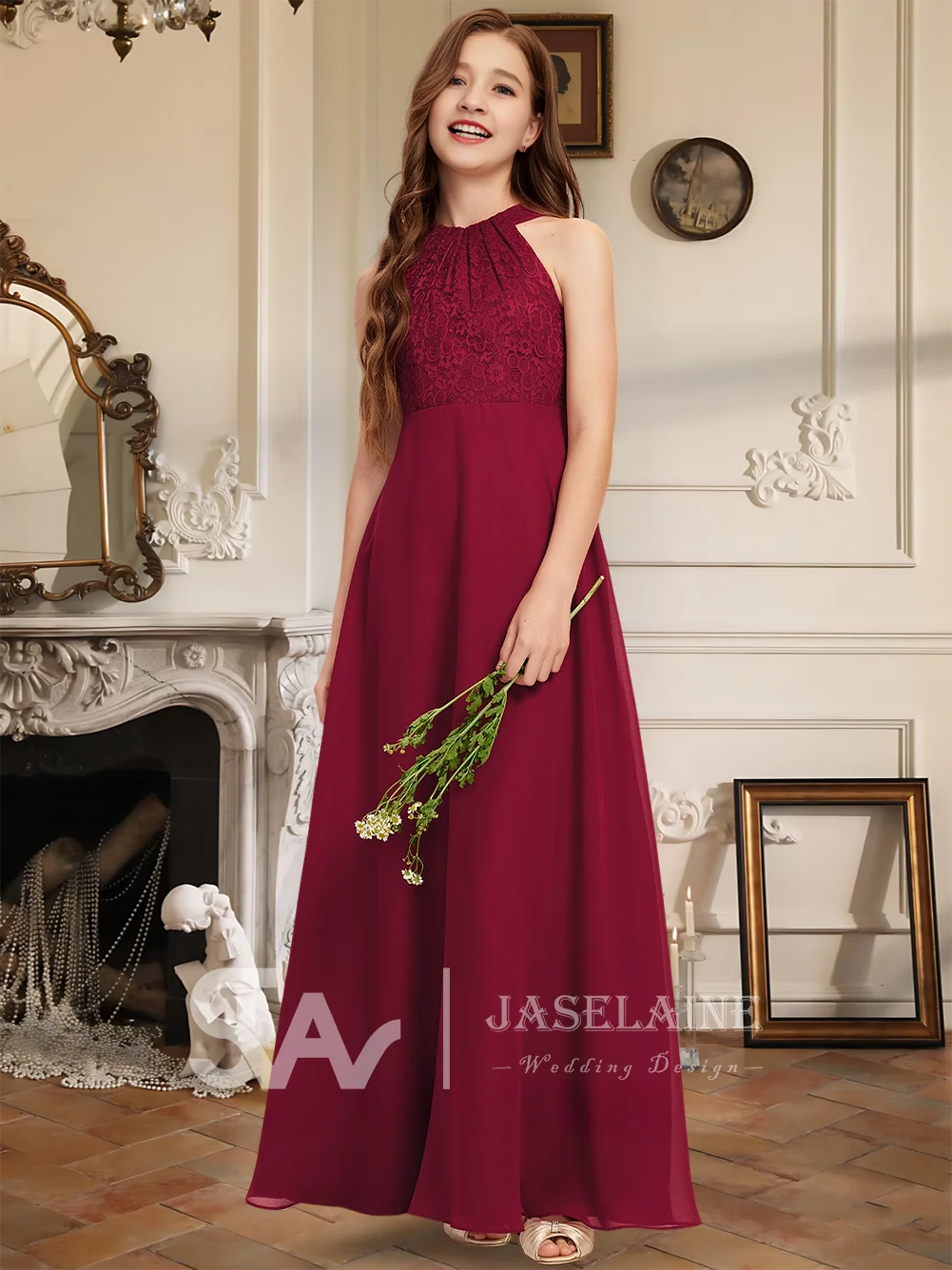 FGH Kids A-Line Halter Floor-Length Chiffon Lace Junior Bridesmaid Dress Flower Girl Dress Girls Party Wedding Formal Occasion
FGH Kids A-Line Halter Floor-Length Chiffon Lace Junior Bridesmaid Dress Flower Girl Dress Girls Party Wedding Formal Occasion