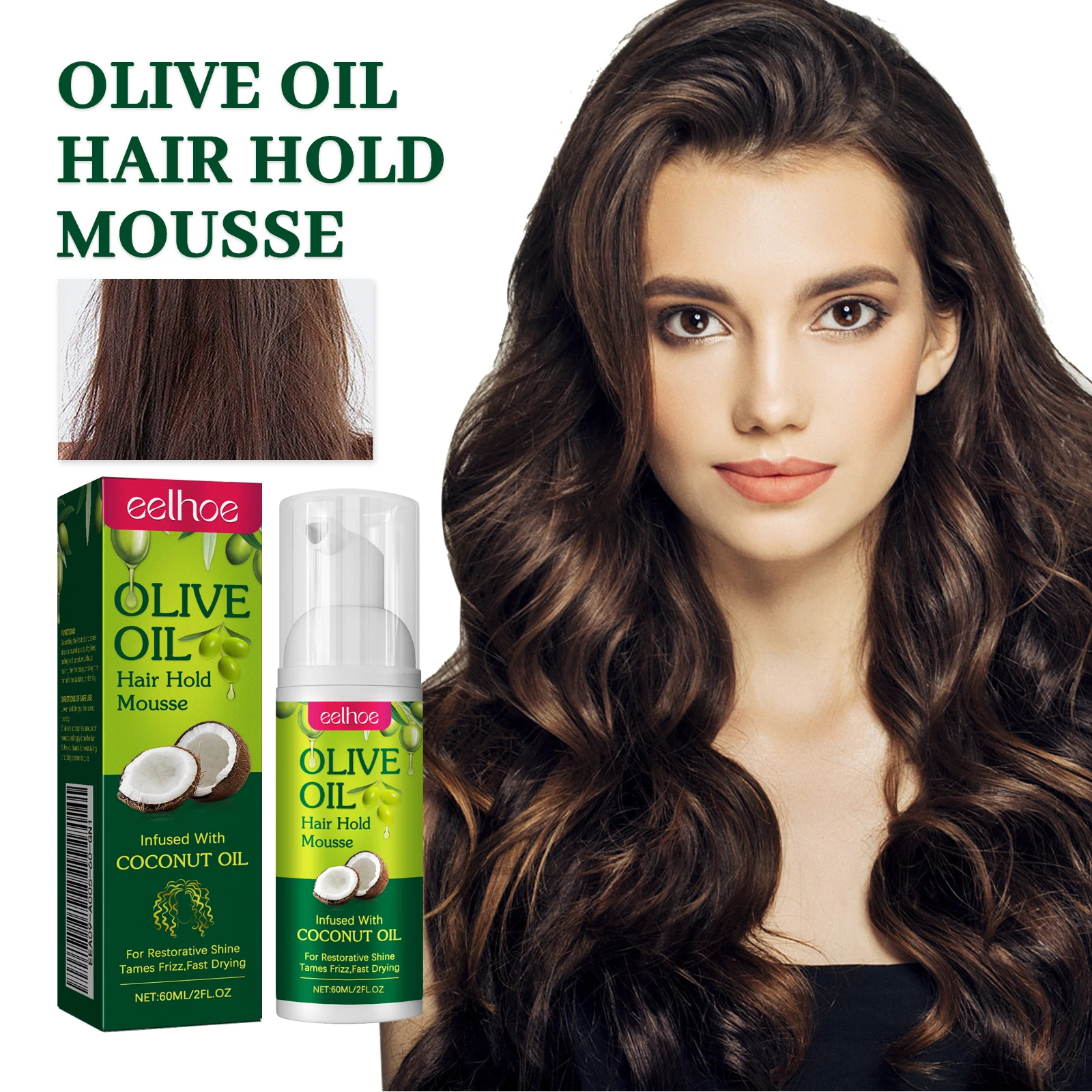 60ml Eelhoe Olive Oil Hair Styling Mousse Long Term Professional Long Lasting Nourish Moisturize Natural Curly Fluffy Spray
60ml Eelhoe Olive Oil Hair Styling Mousse Long Term Professional Long Lasting Nourish Moisturize Natural Curly Fluffy Spray