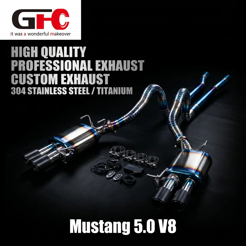 Wholesale Price GFC Titanium Catback Exhaust for Mustang 5.0 V8, Dual Mufflers Dual Valves Quad Titanium Alloy Exhaust Tips
Wholesale Price GFC Titanium Catback Exhaust for Mustang 5.0 V8, Dual Mufflers Dual Valves Quad Titanium Alloy Exhaust Tips