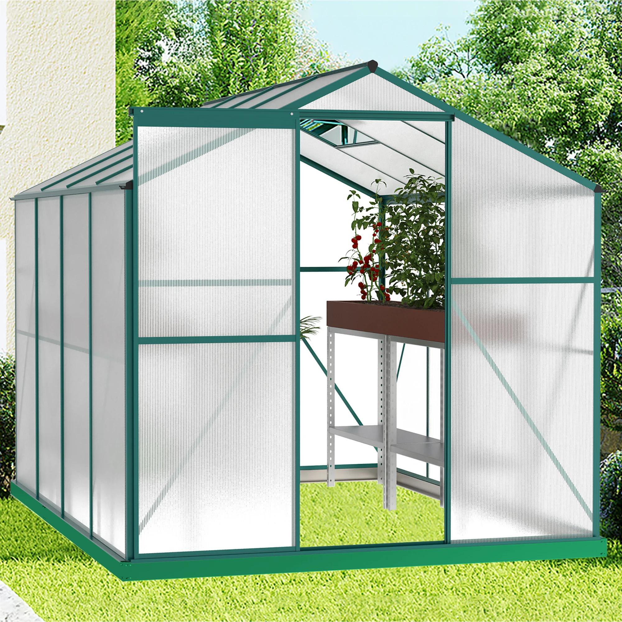 Polycarbonate Greenhouse,6'x 8' Heavy Duty Walk-in Plant Garden Greenhouse for Backyard/Outdoor
Polycarbonate Greenhouse,6'x 8' Heavy Duty Walk-in Plant Garden Greenhouse for Backyard/Outdoor