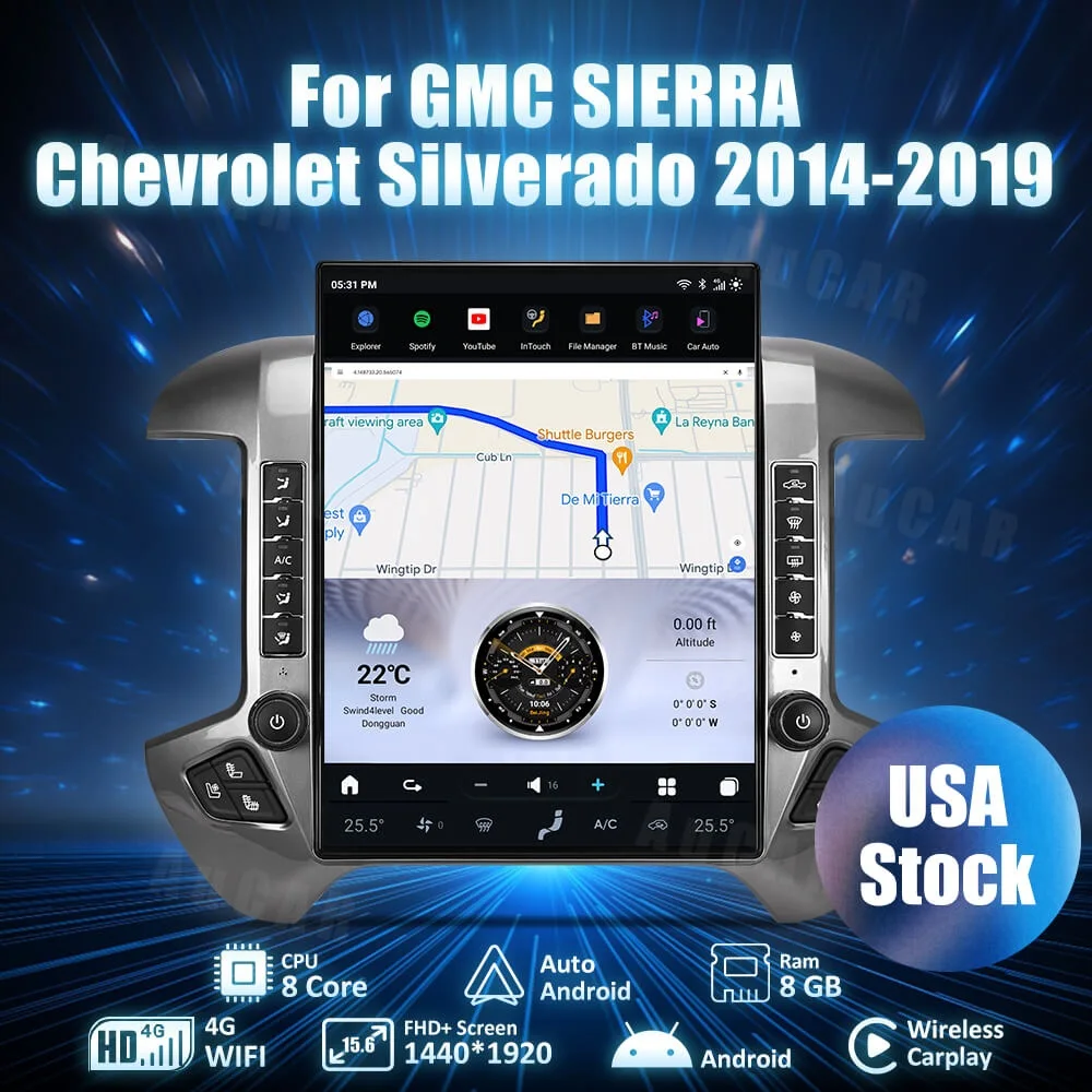 Автомагнитола Aucar 15.6 дюймов с Android 13 для GMC Sierra Chevrolet Silverado 2014-2019, GPS-навигация, сенсорный экран
Автомагнитола Aucar 15.6 дюймов с Android 13 для GMC Sierra Chevrolet Silverado 2014-2019, GPS-навигация, сенсорный экран