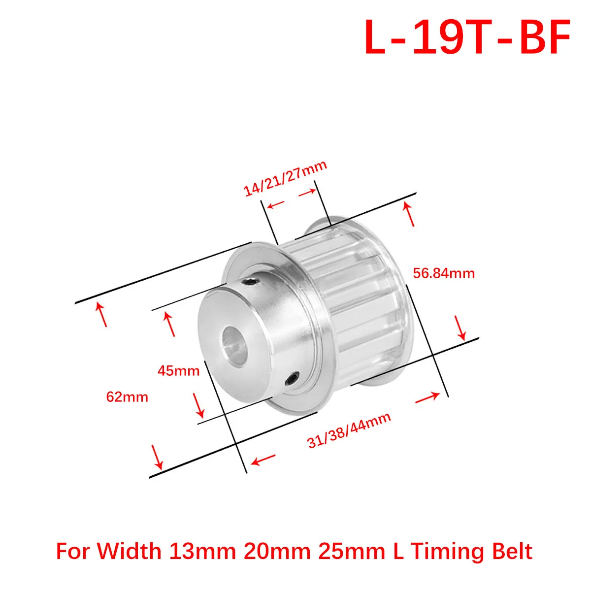 L-19T-BF Timing Pulley Keyway Bore 8mm - 20mm Pitch 9.525mm Synchronous Pulley Wheel For Width 13/20/25mm L Rubber Timing Belt
L-19T-BF Timing Pulley Keyway Bore 8mm - 20mm Pitch 9.525mm Synchronous Pulley Wheel For Width 13/20/25mm L Rubber Timing Belt