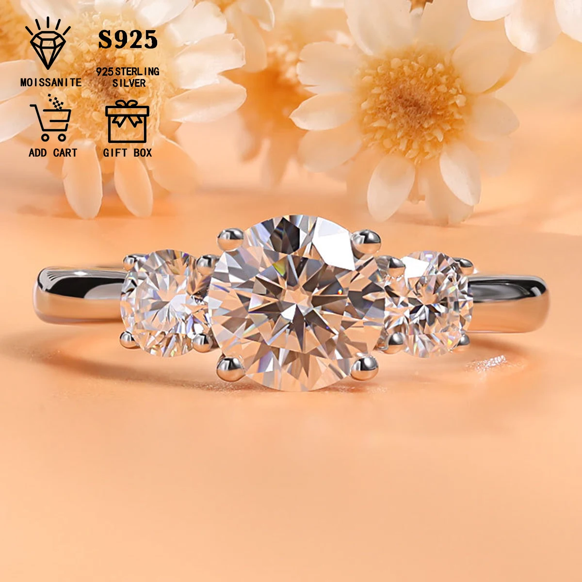 Sterling silver S925 hypoallergenic 2ct/4ct moissanite three-row diamond ring, personalized luxury high versatile holiday gift
Sterling silver S925 hypoallergenic 2ct/4ct moissanite three-row diamond ring, personalized luxury high versatile holiday gift