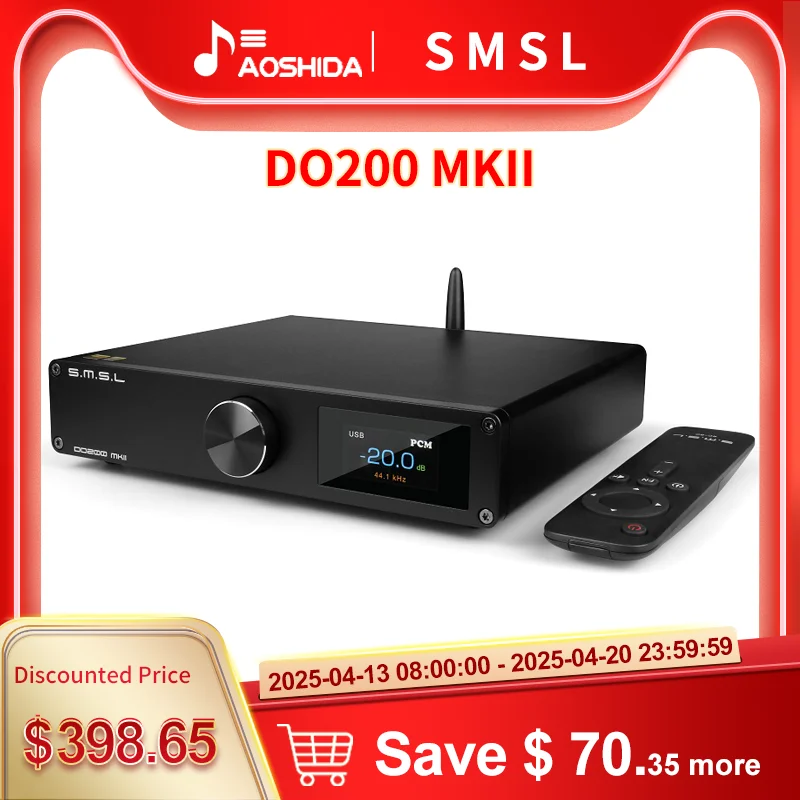 SMSL DO200 MKII Audio DAC ES9068AS*2 XMOS XU316 Bluetooth 5.1 CD Decoder MQA Full Decoding OPA1612*5 op amp DSD512 768KHZ 32Bit
SMSL DO200 MKII Audio DAC ES9068AS*2 XMOS XU316 Bluetooth 5.1 CD Decoder MQA Full Decoding OPA1612*5 op amp DSD512 768KHZ 32Bit