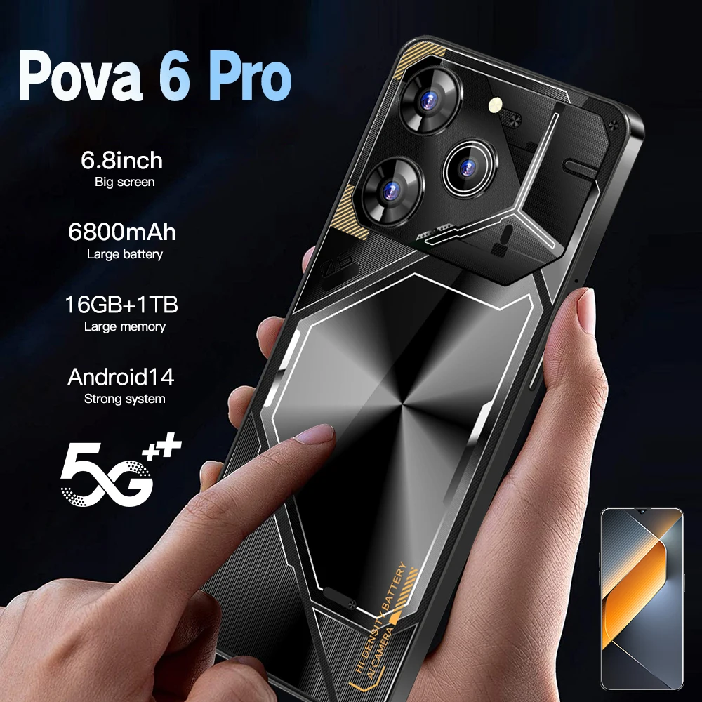 2024 Pova 6 Pro Smartphone 6.8 inch Full Screen 4G/5G Cell Phone 16TB+1TB 6800mAh Mobile Phones 108MP Global Version Celulares
2024 Pova 6 Pro Smartphone 6.8 inch Full Screen 4G/5G Cell Phone 16TB+1TB 6800mAh Mobile Phones 108MP Global Version Celulares