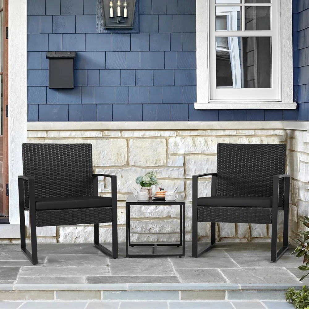 3 Pieces Outdoor Patio Wicker Furniture Set, Modern Rattan Chair Conversation Sets with Coffee Table for Yard and Bistro
3 Pieces Outdoor Patio Wicker Furniture Set, Modern Rattan Chair Conversation Sets with Coffee Table for Yard and Bistro