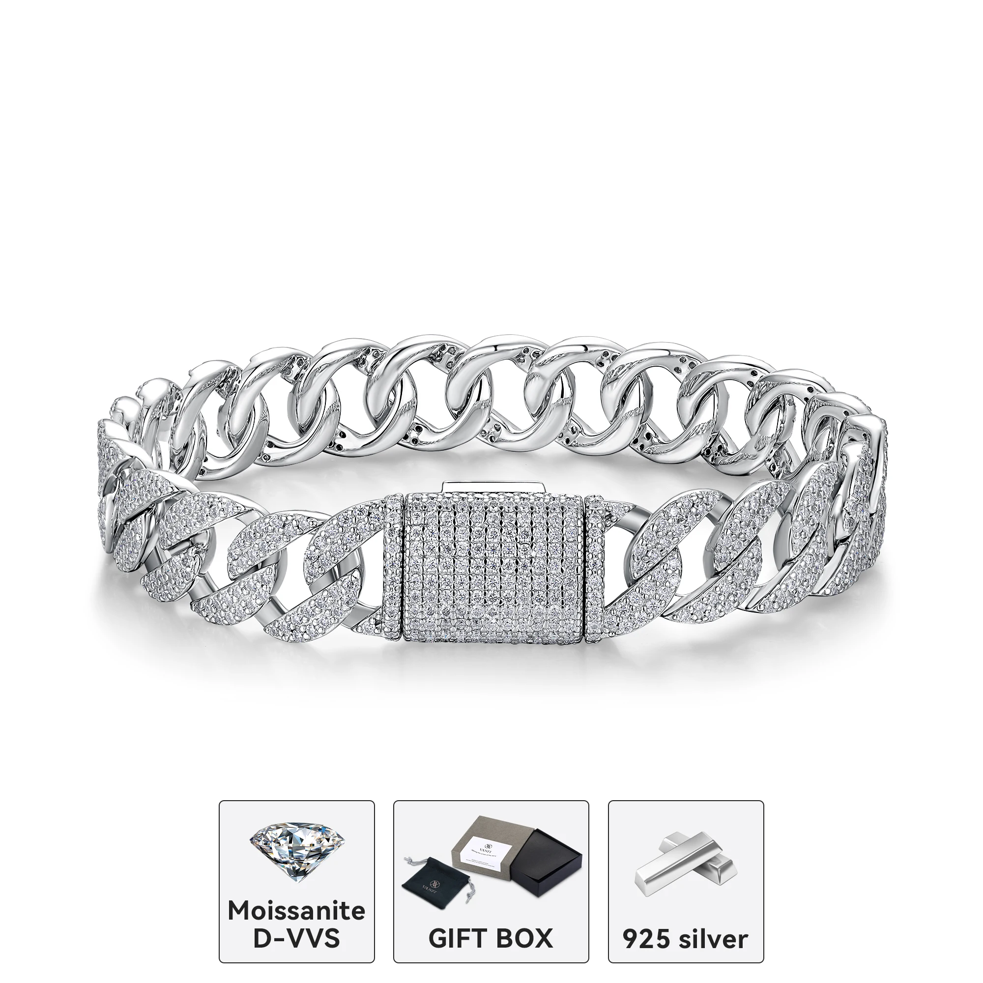 Kfvanfi Moissanite D VVS 925 Sterling Silver Gold Plated 11MM Width Retro Classic Men's Bracelet Shining Cuban Chain
Kfvanfi Moissanite D VVS 925 Sterling Silver Gold Plated 11MM Width Retro Classic Men's Bracelet Shining Cuban Chain