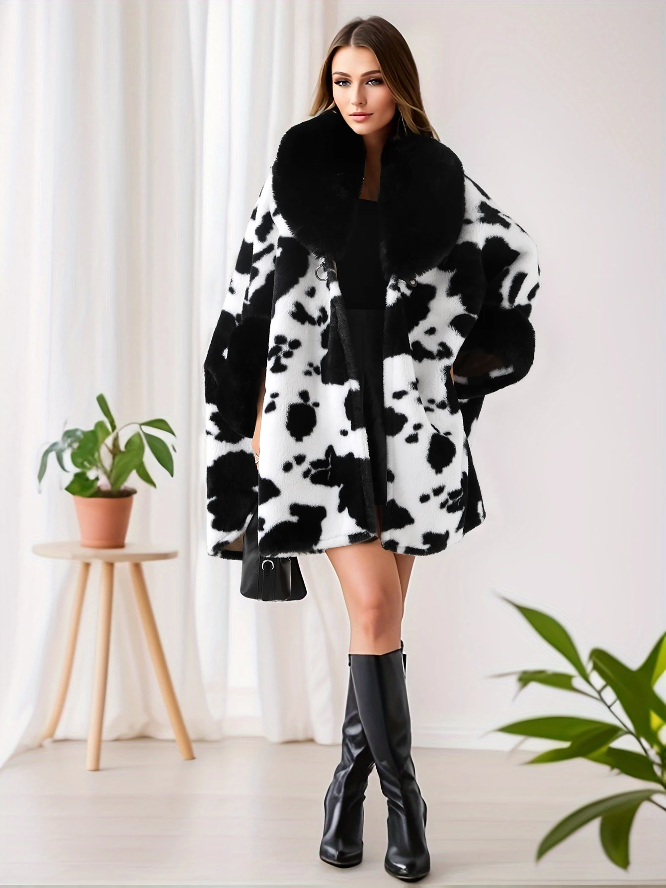 Women's Faux Fur Shawl Coat Loose Thickened Cow Spot Autumn Winter Style Fashion Outerwear
Women's Faux Fur Shawl Coat Loose Thickened Cow Spot Autumn Winter Style Fashion Outerwear